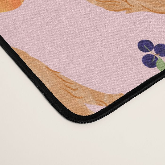 Golden Retriever and Fruits Pink Desk Mat Gallery Image 4