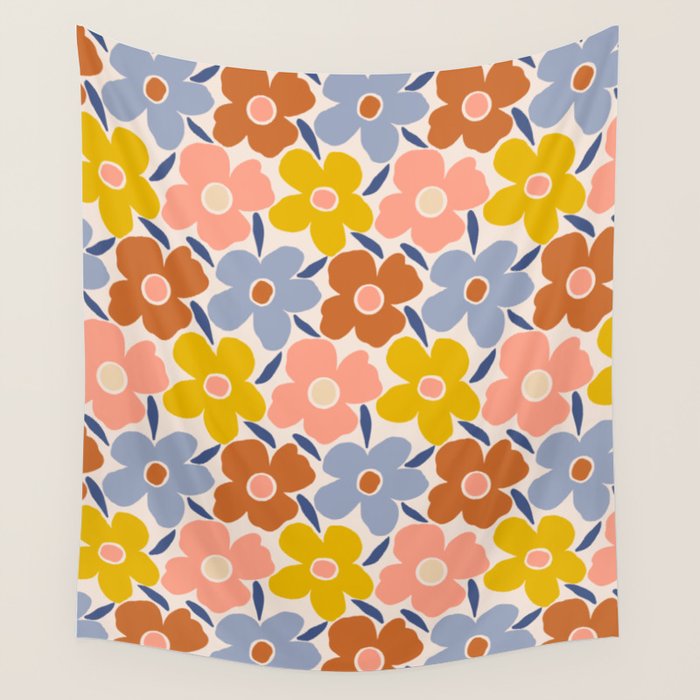 Retro Vintage Floral - 2  Wall Tapestry Gallery Image 4