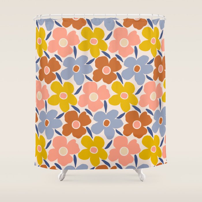 Retro Vintage Floral - 2  Shower Curtain Gallery Image 1