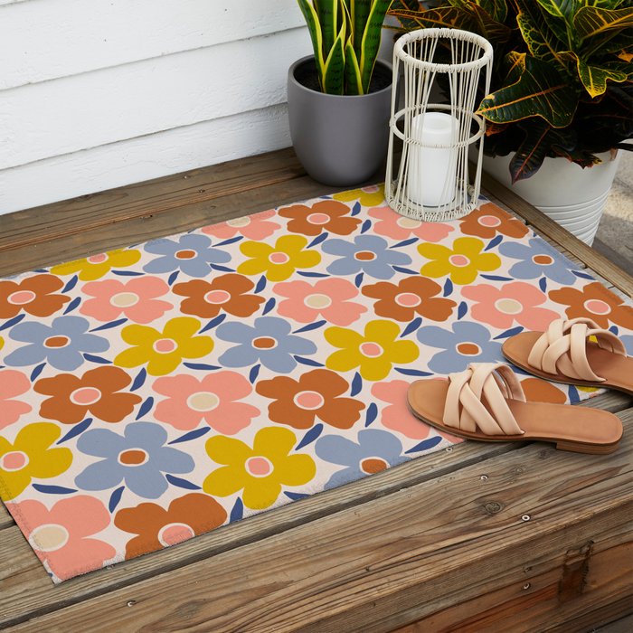 Retro Vintage Floral - 2  Outdoor Rug Gallery Image 2
