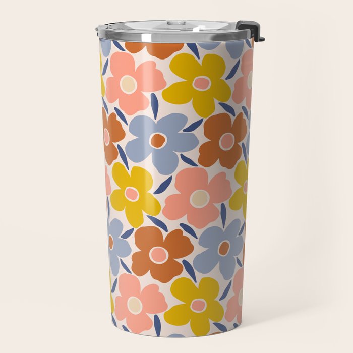Retro Vintage Floral - 2  Travel Mug Gallery Image 2