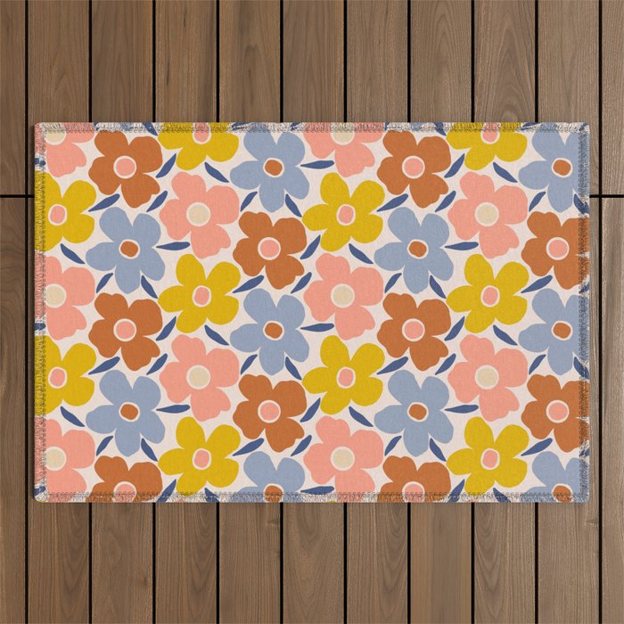 Retro Vintage Floral - 2  Outdoor Rug Gallery Image 1