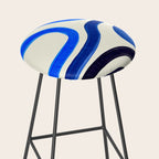 Electric Blues Fun Colorful Mid Century Modern Abstract Painting Shapes Pattern Stool Gallery Image 2