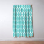 Mid Century Modern Geometric Hexad Pattern Light Aqua Window Curtain Gallery Image 3