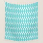 Mid Century Modern Geometric Hexad Pattern Light Aqua Wall Tapestry Gallery Image 4