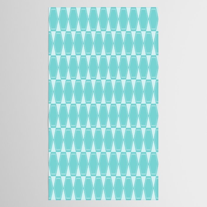 Mid Century Modern Geometric Hexad Pattern Light Aqua Tablecloth Gallery Image 2