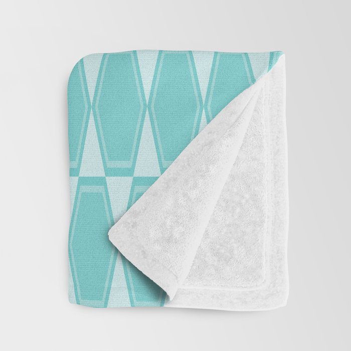 Mid Century Modern Geometric Hexad Pattern Light Aqua Throw Blanket Gallery Image 3