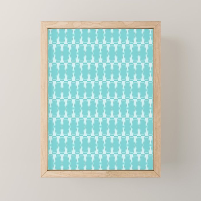 Mid Century Modern Geometric Hexad Pattern Light Aqua Mini Art Print Gallery Image 1
