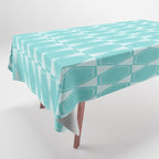 Mid Century Modern Geometric Hexad Pattern Light Aqua Tablecloth Gallery Image 1