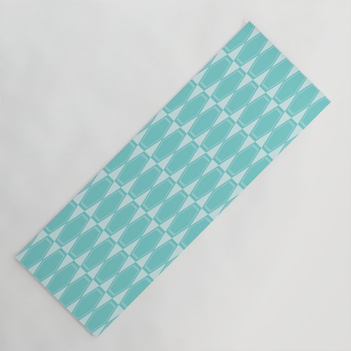 Mid Century Modern Geometric Hexad Pattern Light Aqua Yoga Mat Gallery Image 1
