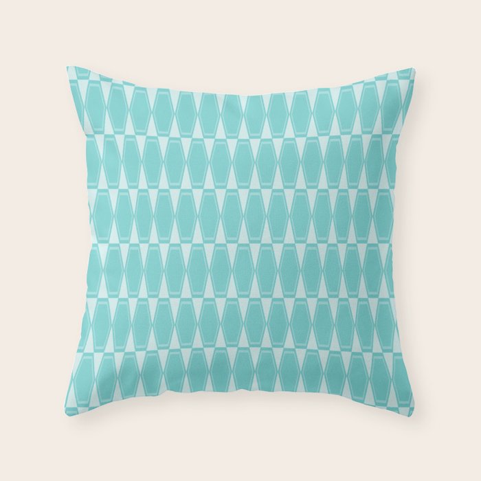 Mid Century Modern Geometric Hexad Pattern Light Aqua Throw Pillow Gallery Image 6
