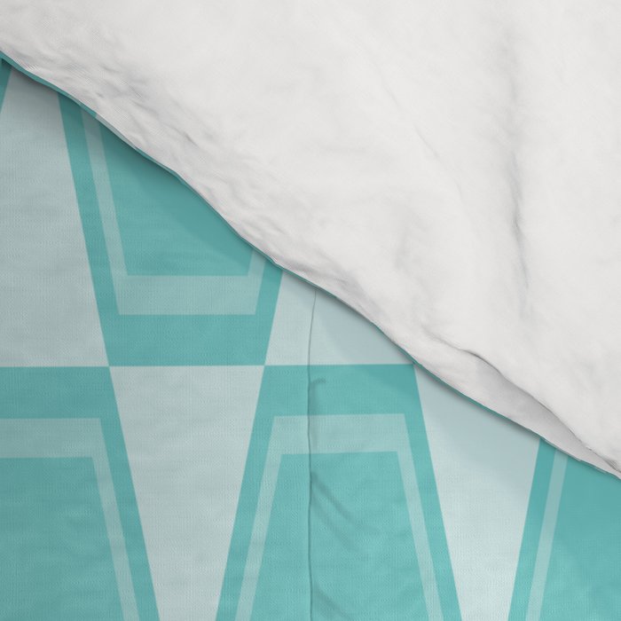 Mid Century Modern Geometric Hexad Pattern Light Aqua Comforter Gallery Image 4
