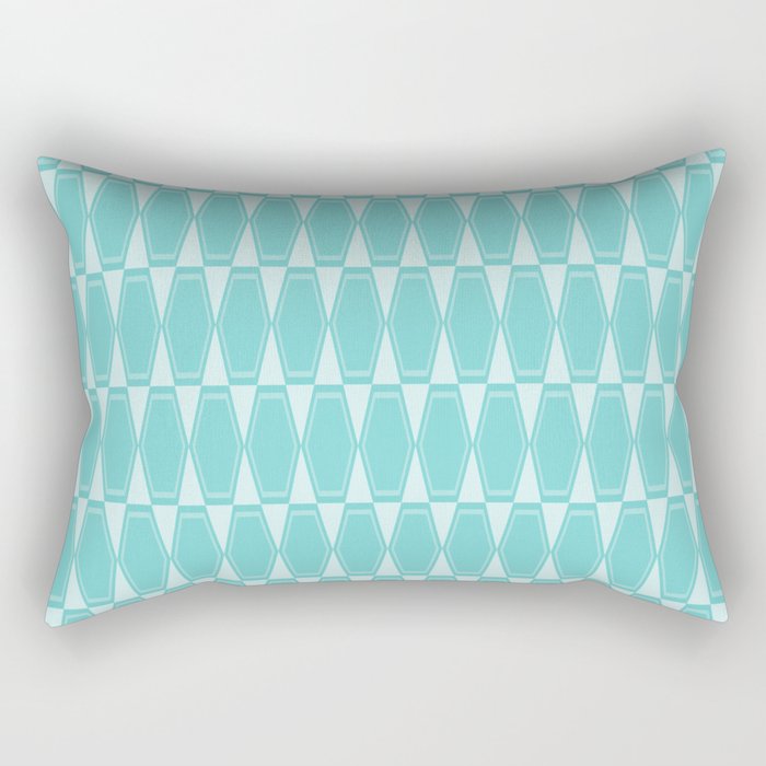 Mid Century Modern Geometric Hexad Pattern Light Aqua Rectangular Pillow Gallery Image 1