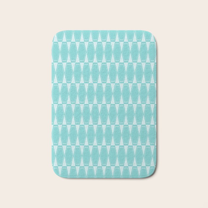 Mid Century Modern Geometric Hexad Pattern Light Aqua Bath Mat Gallery Image 1