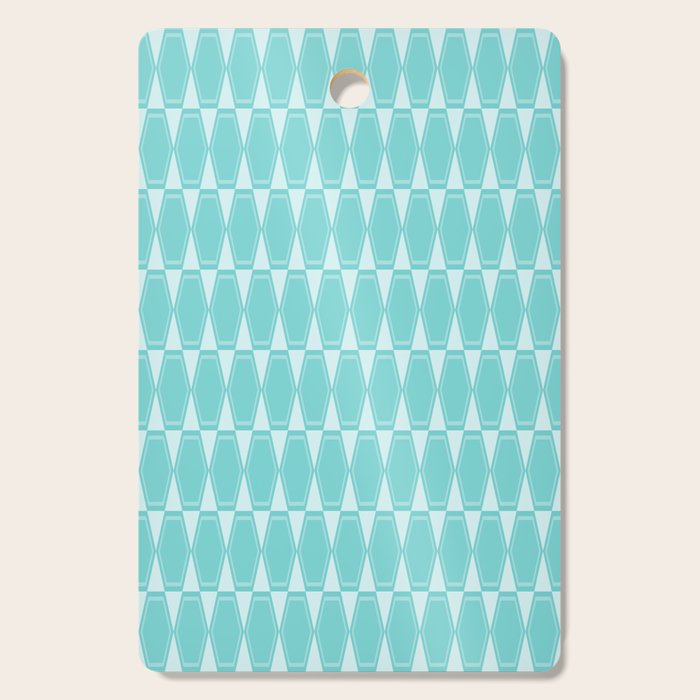 Mid Century Modern Geometric Hexad Pattern Light Aqua Cutting Board Gallery Image 1