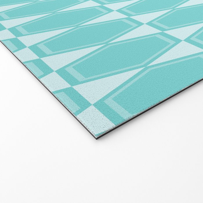 Mid Century Modern Geometric Hexad Pattern Light Aqua Welcome Mat Gallery Image 2