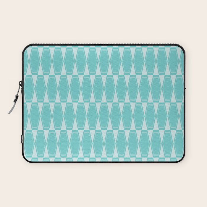 Mid Century Modern Geometric Hexad Pattern Light Aqua Laptop Sleeve Gallery Image 1