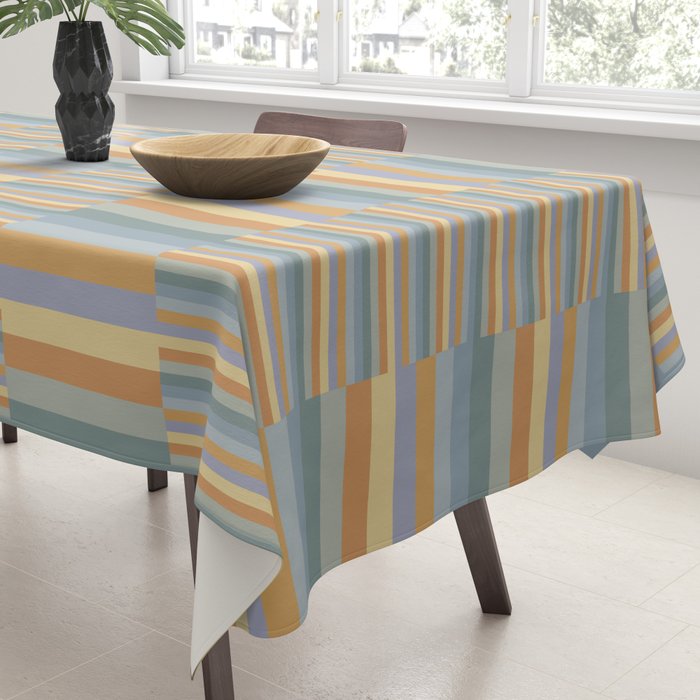 Mixed Stripes Pattern XVI Beachy Colors Tablecloth Gallery Image 3
