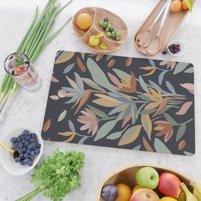 Hand Painted Floral Garden Night Cutting Board Gallery Image 2