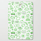 Green eco friendly children doodle pattern Cutting Board Gallery Image 1