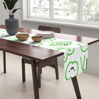 Green eco friendly children doodle pattern Table Runner Gallery Image 2