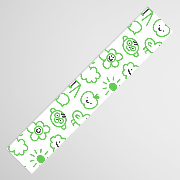 Green eco friendly children doodle pattern Table Runner Gallery Image 3