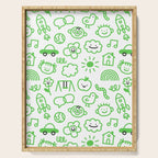 Green eco friendly children doodle pattern Serving Tray Gallery Image 1