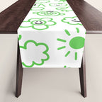 Green eco friendly children doodle pattern Table Runner Gallery Image 1