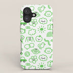 Green eco friendly children doodle pattern iPhone Case Gallery Image 1