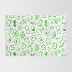 Green eco friendly children doodle pattern Rug Gallery Image 2