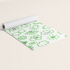 Green eco friendly children doodle pattern Yoga Mat Gallery Image 2