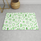 Green eco friendly children doodle pattern Rug Gallery Image 1