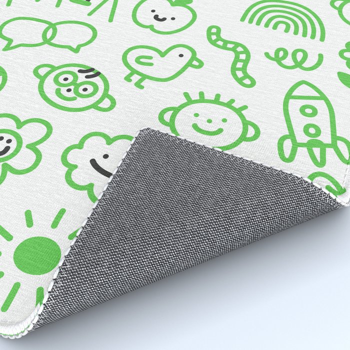 Green eco friendly children doodle pattern Rug Gallery Image 4