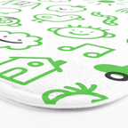 Green eco friendly children doodle pattern Bath Mat Gallery Image 3