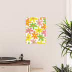 Daisy Time Retro Floral Pattern Green Pink Orange Yellow Poster Gallery Image 2
