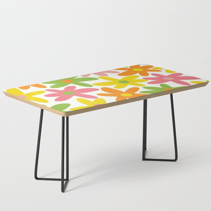 Daisy Time Retro Floral Pattern Green Pink Orange Yellow Coffee Table Gallery Image 1