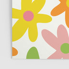 Daisy Time Retro Floral Pattern Green Pink Orange Yellow Poster Gallery Image 3