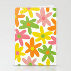 Daisy Time Retro Floral Pattern Green Pink Orange Yellow Stationery Card Gallery Image 2