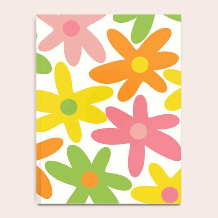 Daisy Time Retro Floral Pattern Green Pink Orange Yellow Notebook Gallery Image 4