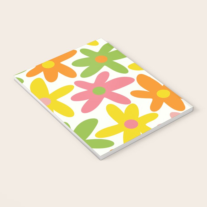 Daisy Time Retro Floral Pattern Green Pink Orange Yellow Notebook Gallery Image 3