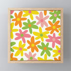 Daisy Time Retro Floral Pattern Green Pink Orange Yellow Mini Art Print Gallery Image 1