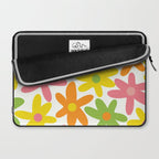 Daisy Time Retro Floral Pattern Green Pink Orange Yellow Laptop Sleeve Gallery Image 2