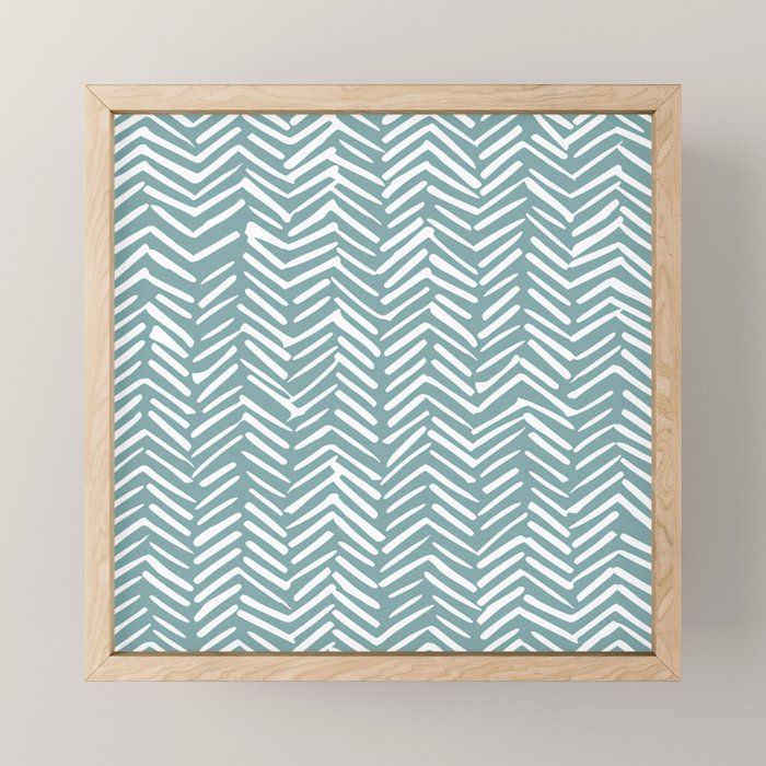 Herringbone, Teal, Boho Art Mini Art Print Gallery Image 1