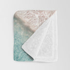 Pastel Coastline - Aerial View of Turquoise Sea and Blush Sand Throw Blanket Gallery Image 3