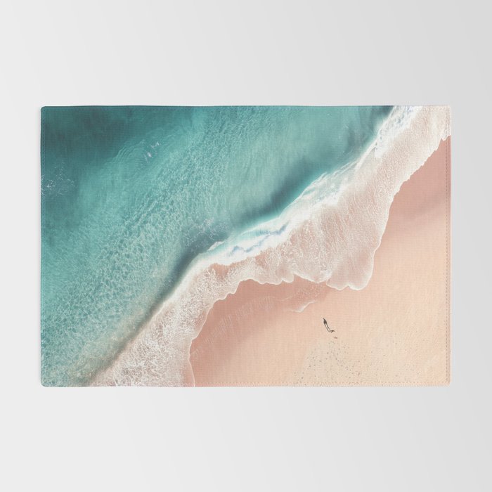 Pastel Coastline - Aerial View of Turquoise Sea and Blush Sand Rug Gallery Image 2