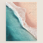 Pastel Coastline - Aerial View of Turquoise Sea and Blush Sand Jigsaw Puzzle Gallery Image 1