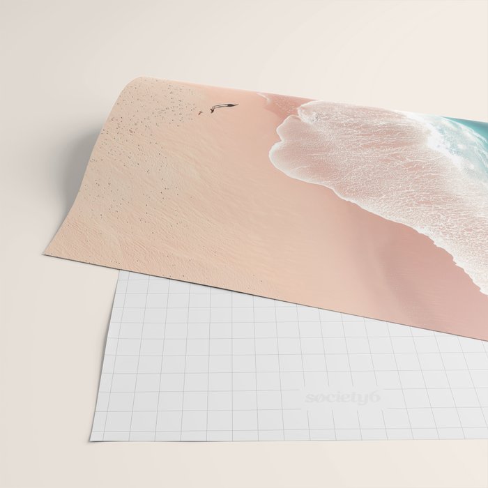 Pastel Coastline - Aerial View of Turquoise Sea and Blush Sand Wrapping Paper Gallery Image 2