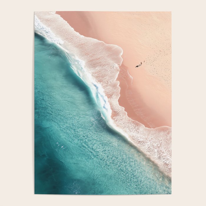 Pastel Coastline - Aerial View of Turquoise Sea and Blush Sand Poster Gallery Image 4