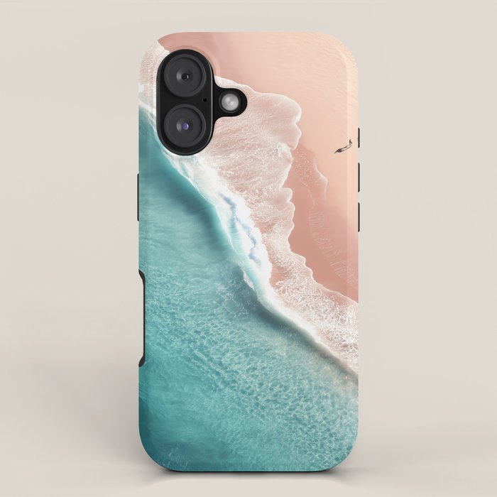 Pastel Coastline - Aerial View of Turquoise Sea and Blush Sand iPhone Case Gallery Image 1
