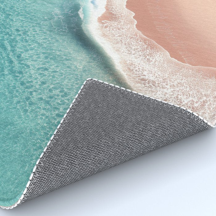 Pastel Coastline - Aerial View of Turquoise Sea and Blush Sand Rug Gallery Image 4